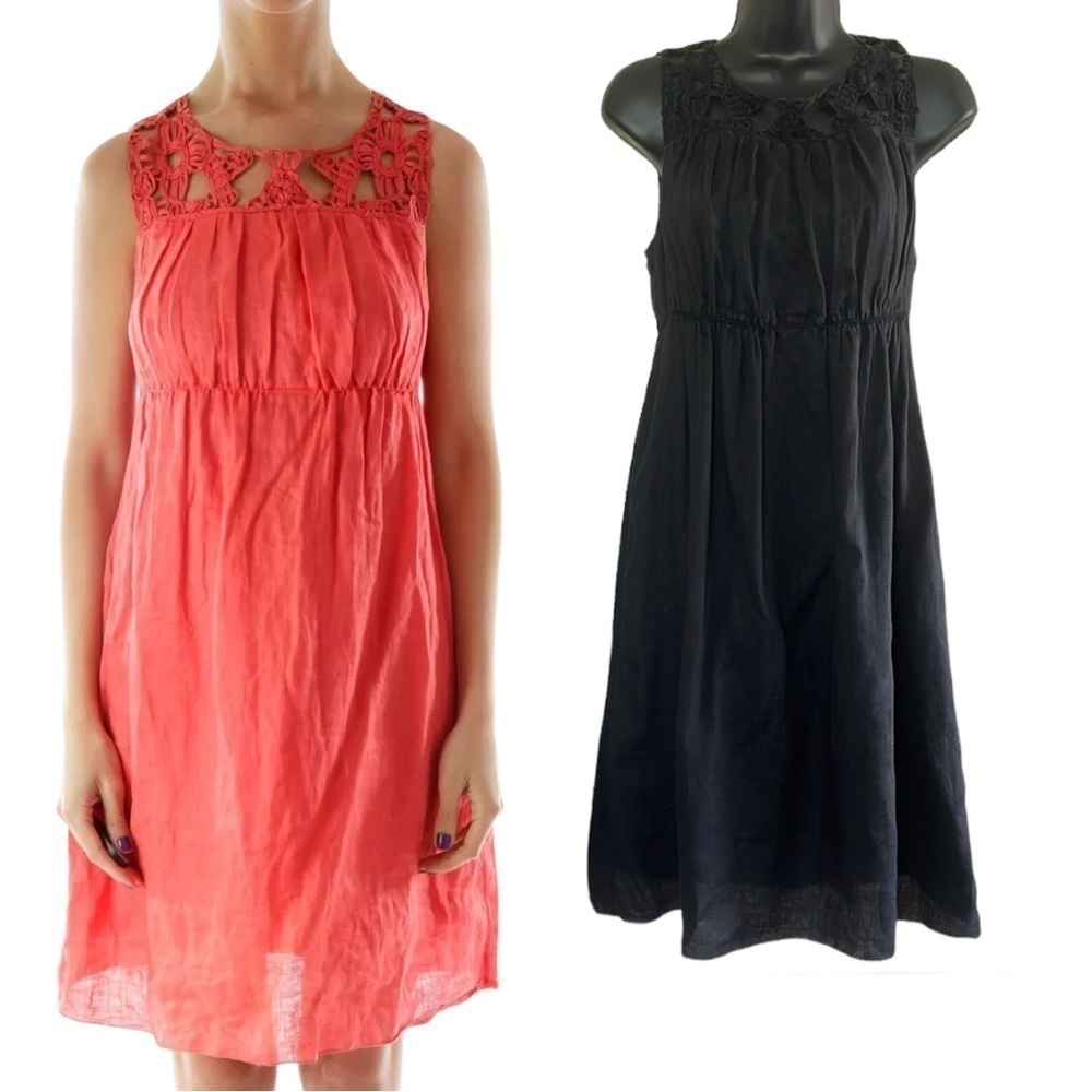 Studio M Women’s Black 100% Linen Sleeveless Midi Dress Size L
